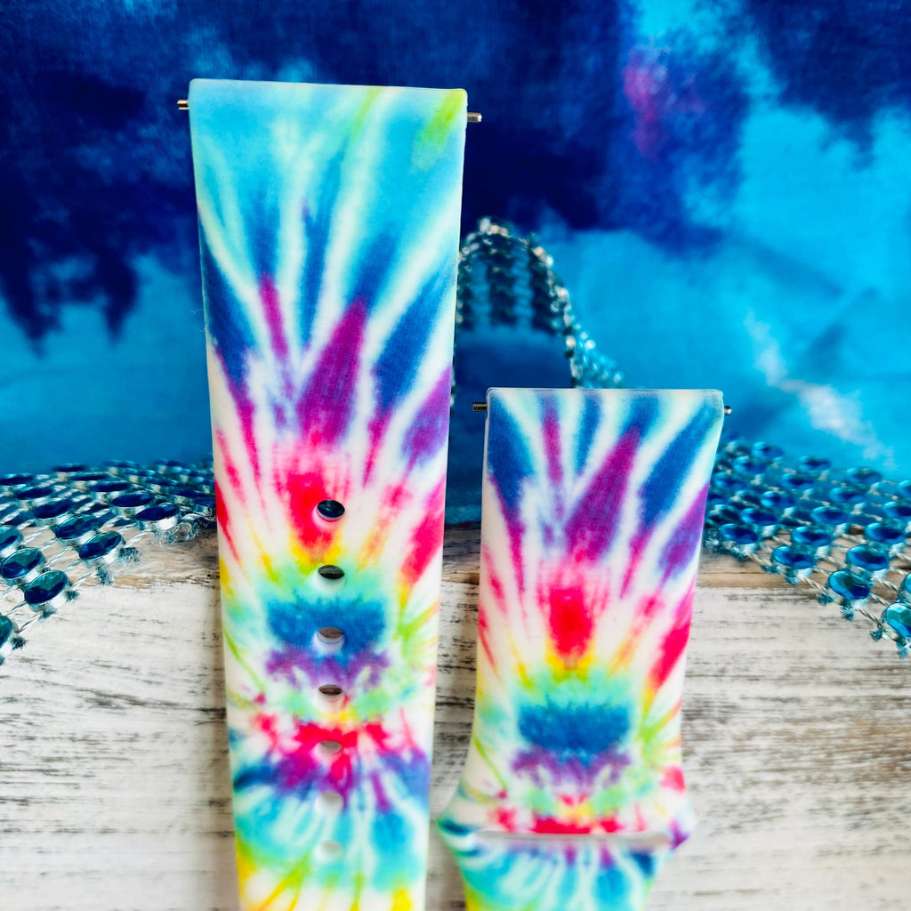Blue Tie Dye Print Silicone Band For Samsung Watch - Fancy Bands 