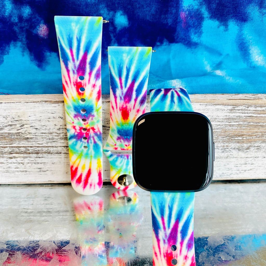 Blue Tie Dye Print Silicone Band For Fitbit Versa 1/2 - Fancy Bands 