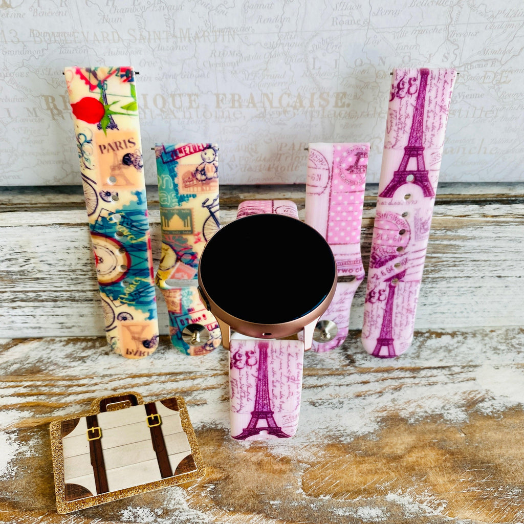 Bon Voyage Print Silicone Band For Samsung Watch Multiple Colors Available - Fancy Bands 