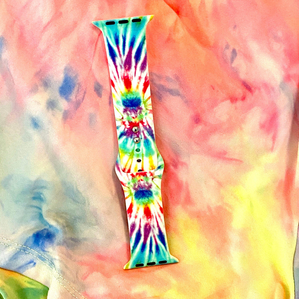 Blue Tie Dye Print Silicone Band For Apple Watch - Fancy Bands 