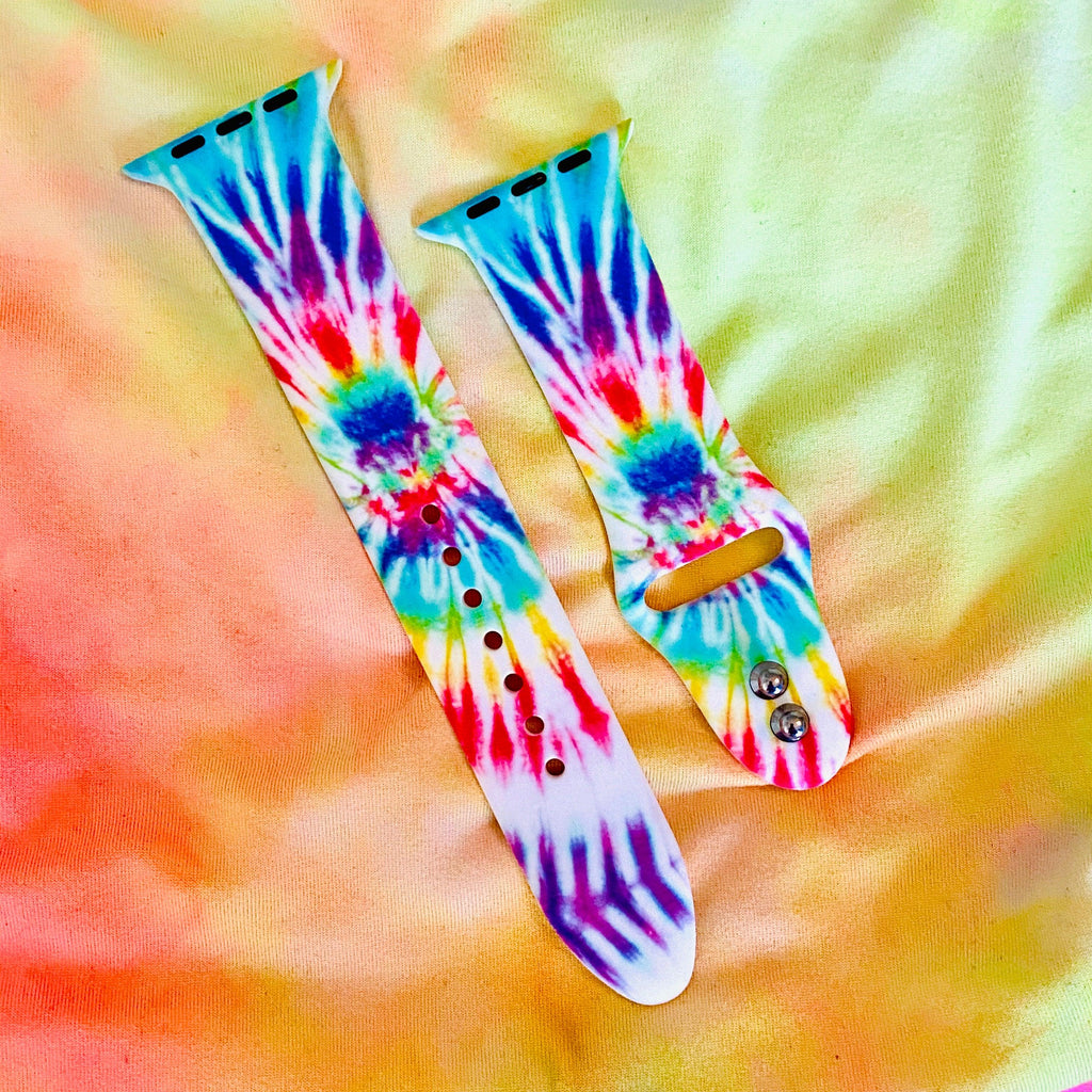 Blue Tie Dye Print Silicone Band For Apple Watch - Fancy Bands 