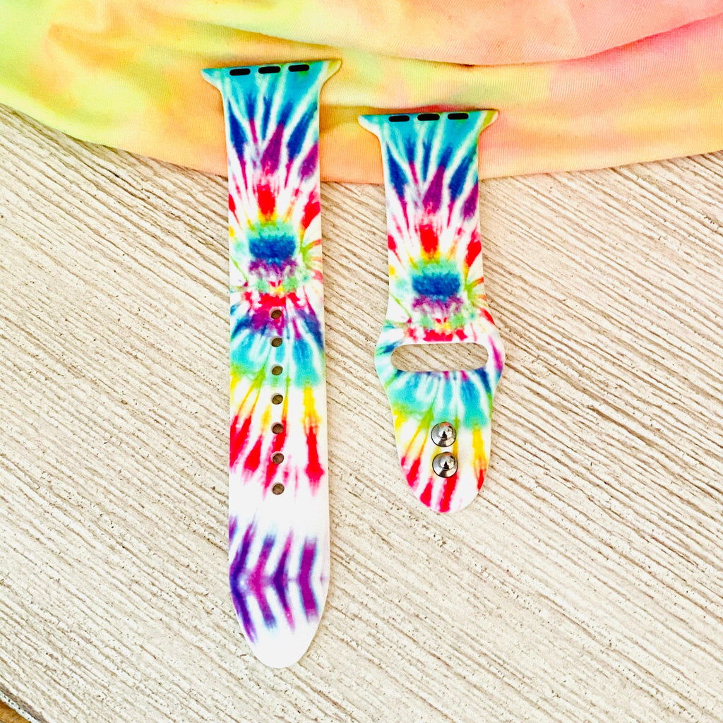 Blue Tie Dye Print Silicone Band For Apple Watch - Fancy Bands 