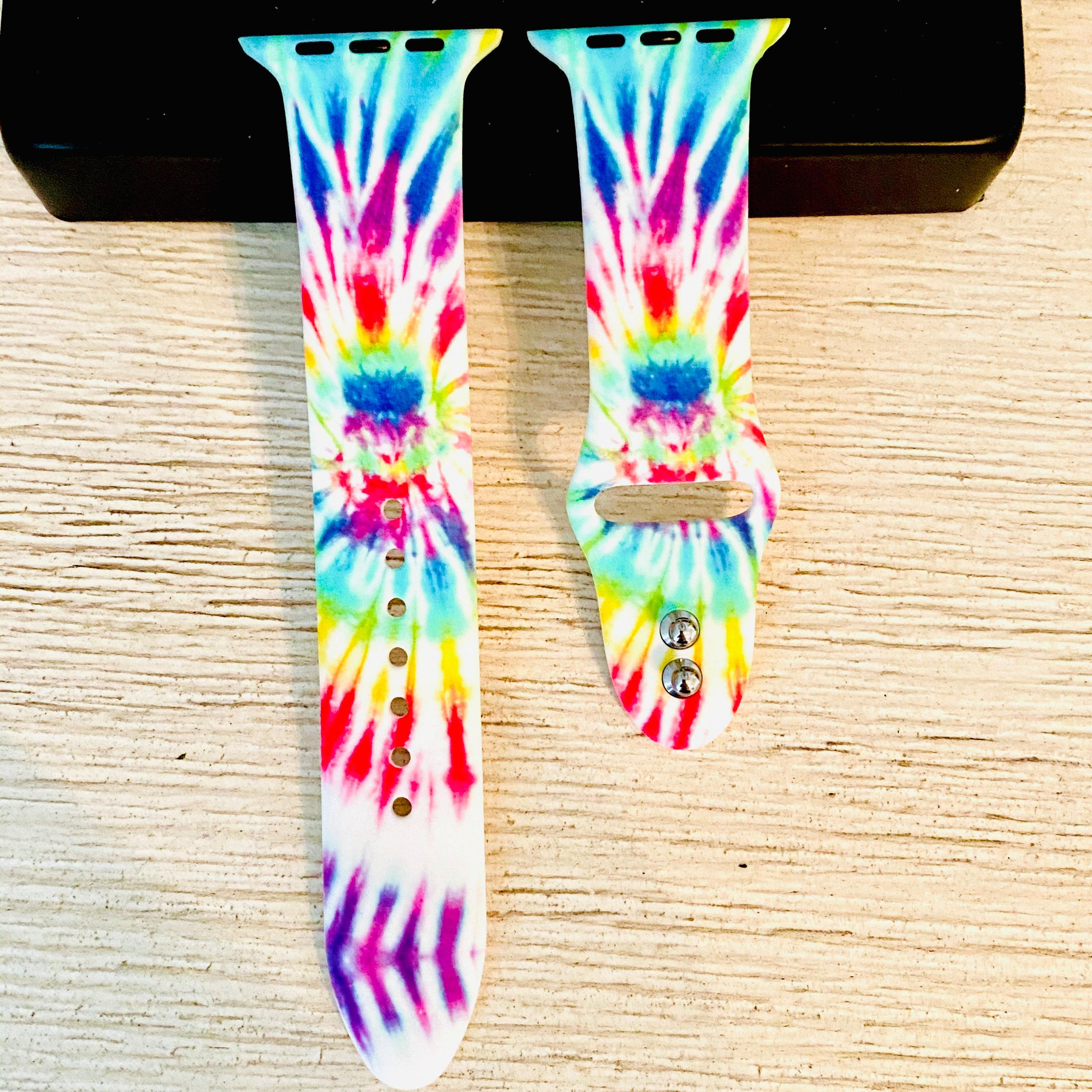 Blue Tie Dye Print Silicone Band For Apple Watch - Fancy Bands 