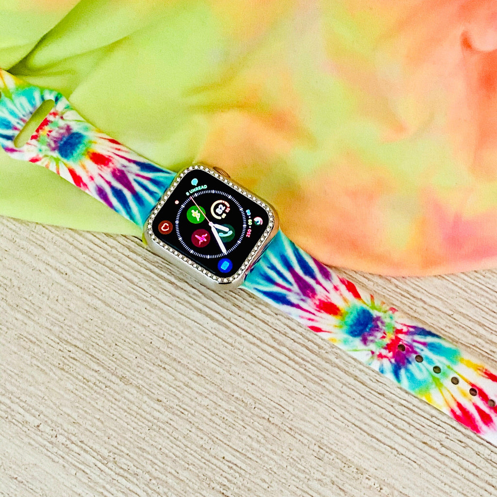 Blue Tie Dye Print Silicone Band For Apple Watch - Fancy Bands 