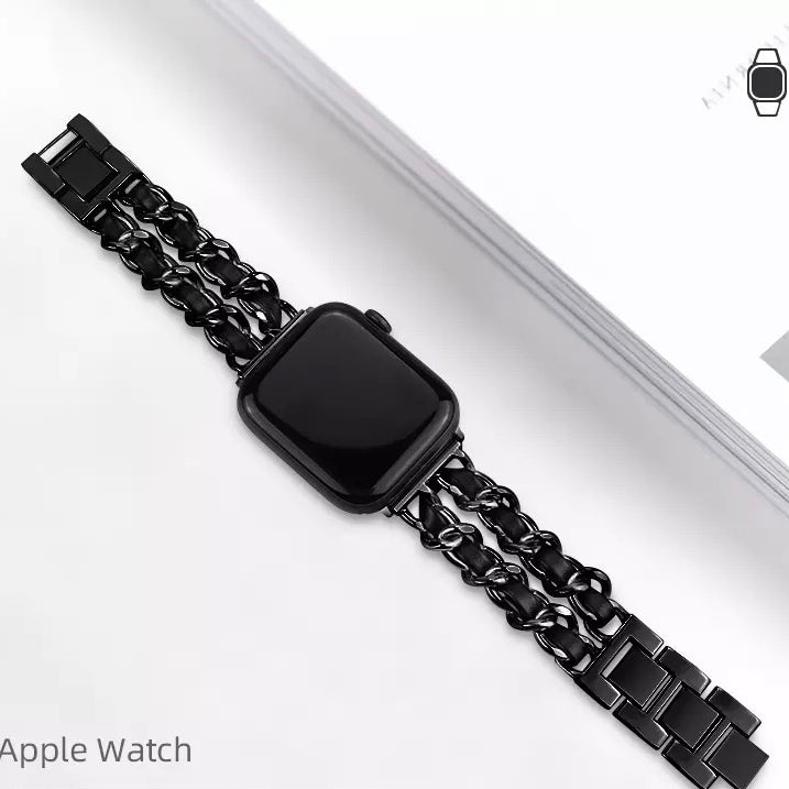 Banda de cadena de cuero lujosa del acero inoxidable para los colores múltiples del Apple Watch disponibles 