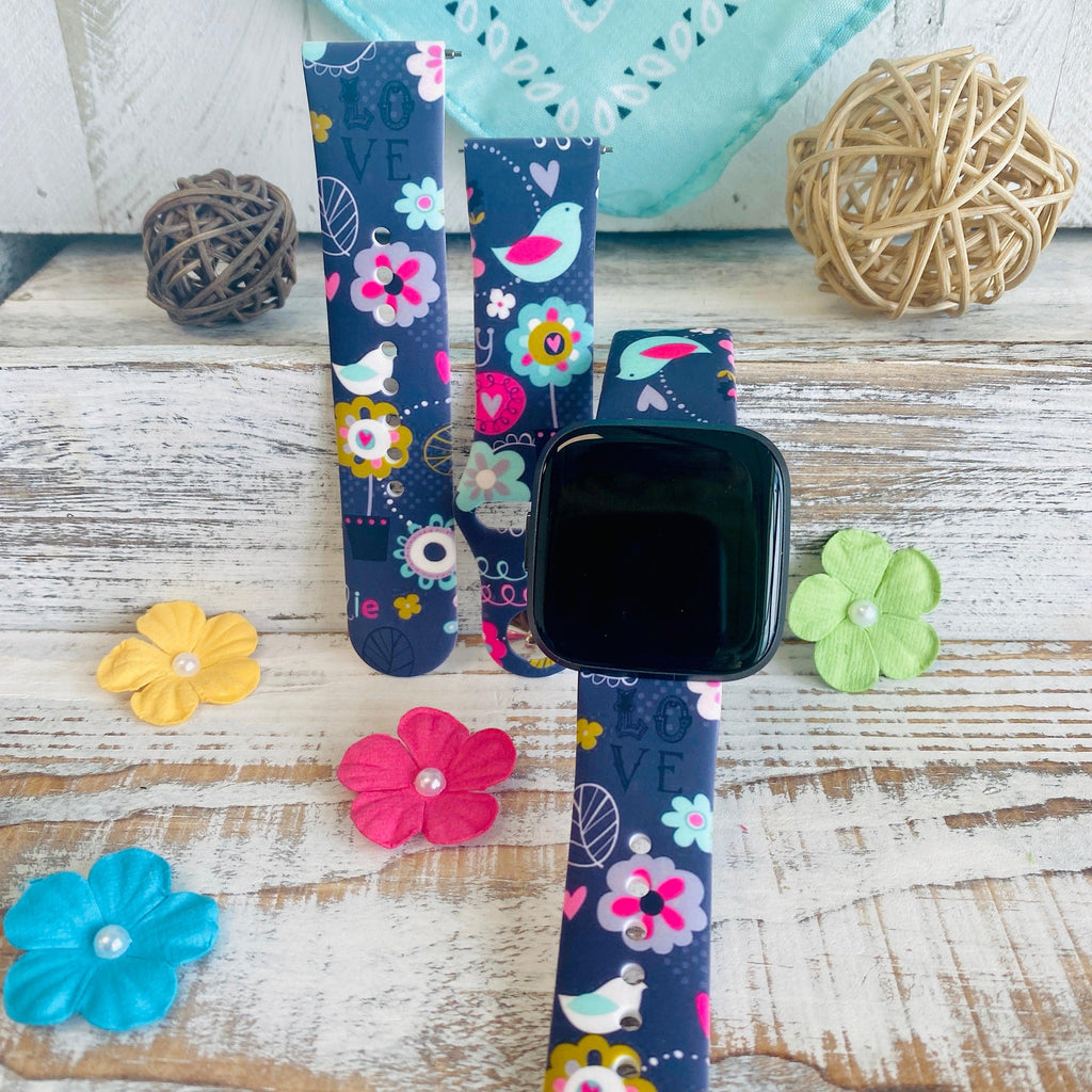 Birdie Print Silicone Band For Fitbit Versa 1/2 - Fancy Bands 